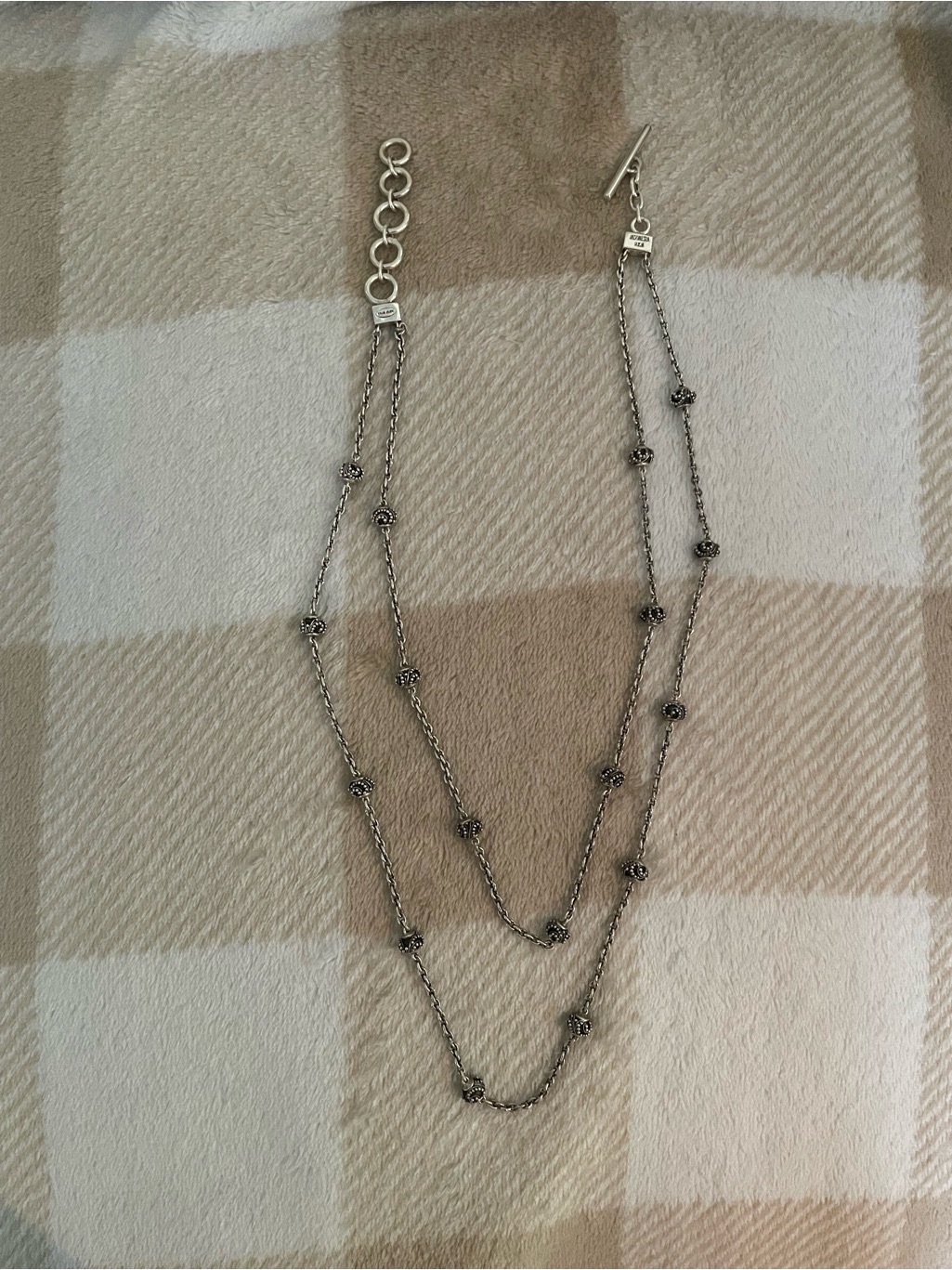 Vintage Lois Hill 925 Sterling Silver Double Layer Beaded Necklace